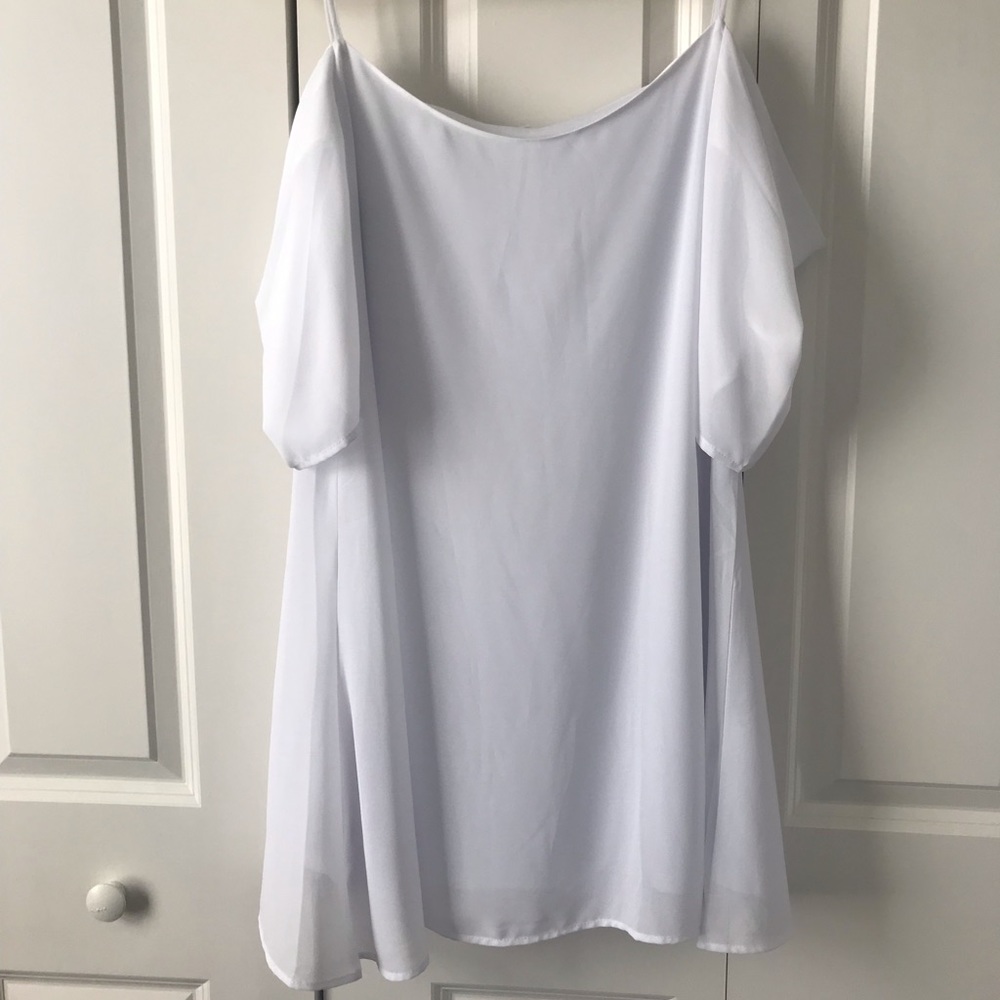 Cold shoulder chiffon shift dress
